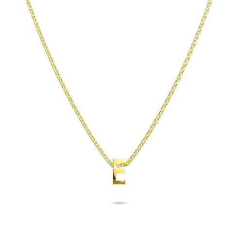 Initials Brick Alphabet Letter Necklace Gold Layered Steel Jewellery